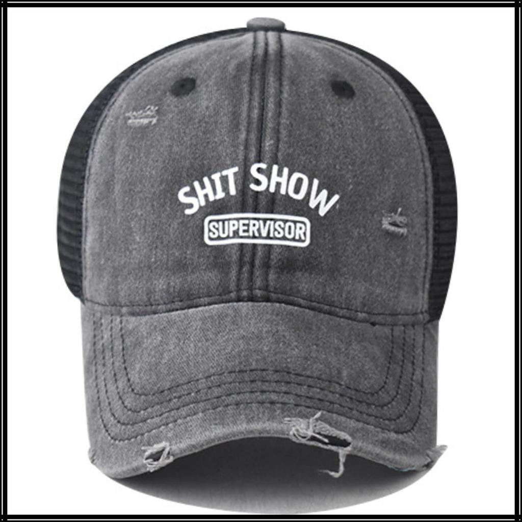 Baseball English CZA421 [White Fang] Hat, Cap, Cap, Letters, Embroidered, Mesh, Stylish, Cool, Men's, Women's, (Gray)