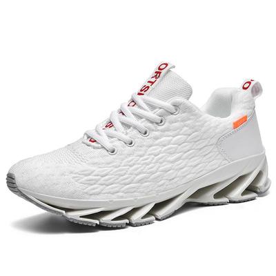 Chaussures de Sport Respirantes en Mesh Fly Knit pour Homme, Pointure 47, avec Coussin d'Air et Amorti, à Enfiler, à Lacets, Baskets de Course Basses