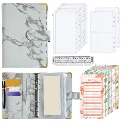 PU Money Saving Binder Marbling Cash Budget Book Loose-leaf Binder Money Planner  for Students