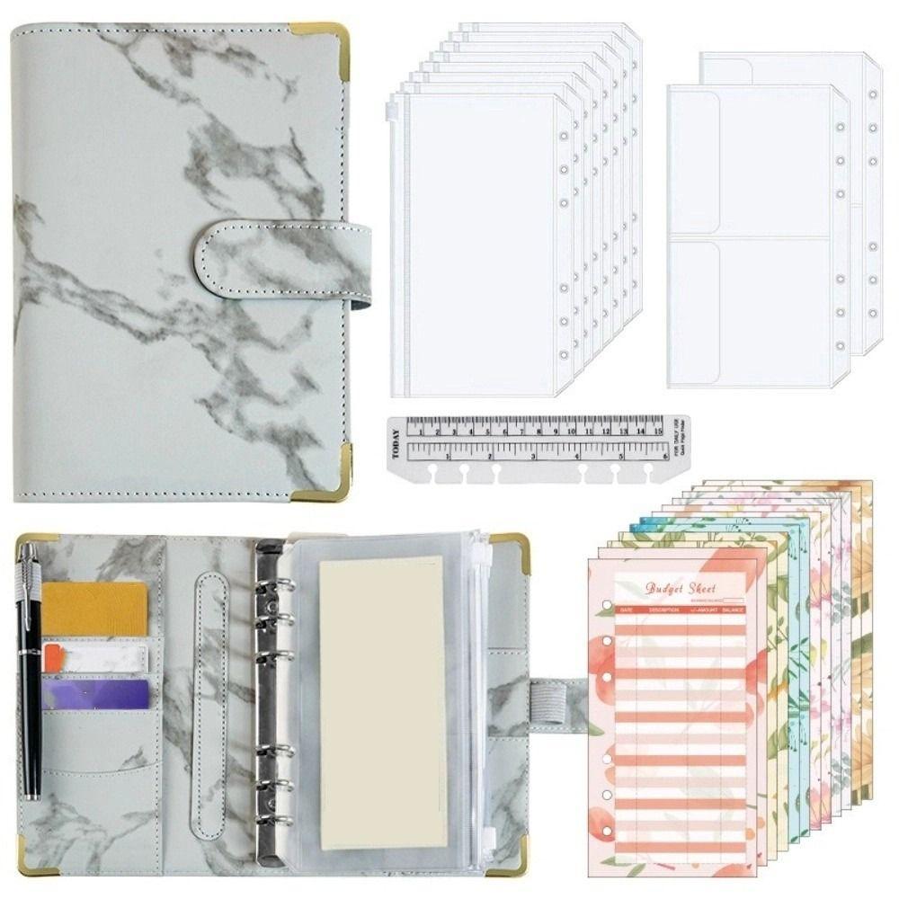 PU Savings Challenges Book Marbling Cash Budget Book Notebook Money Planner Home Use