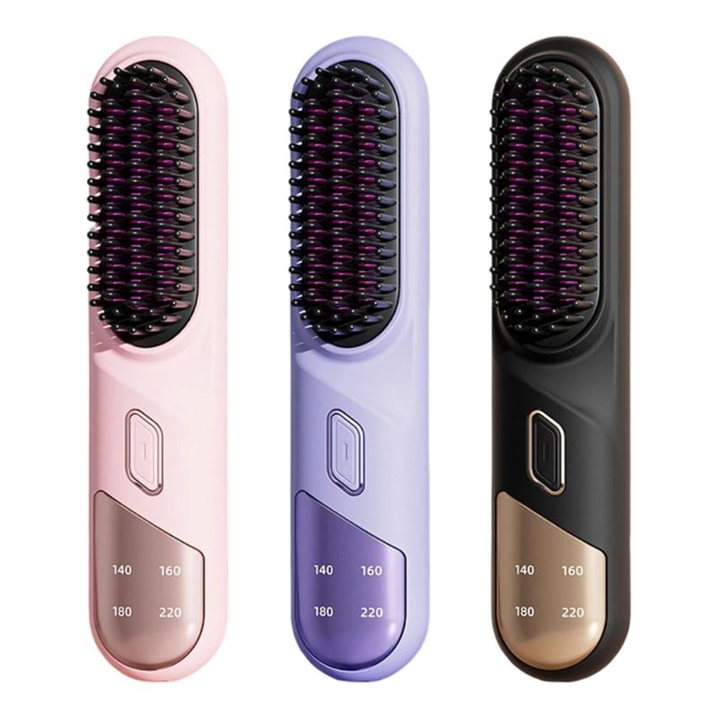 Small Travel Friendly Straightening Brush With MCH Ceramic Heating Technology And USB C Charging