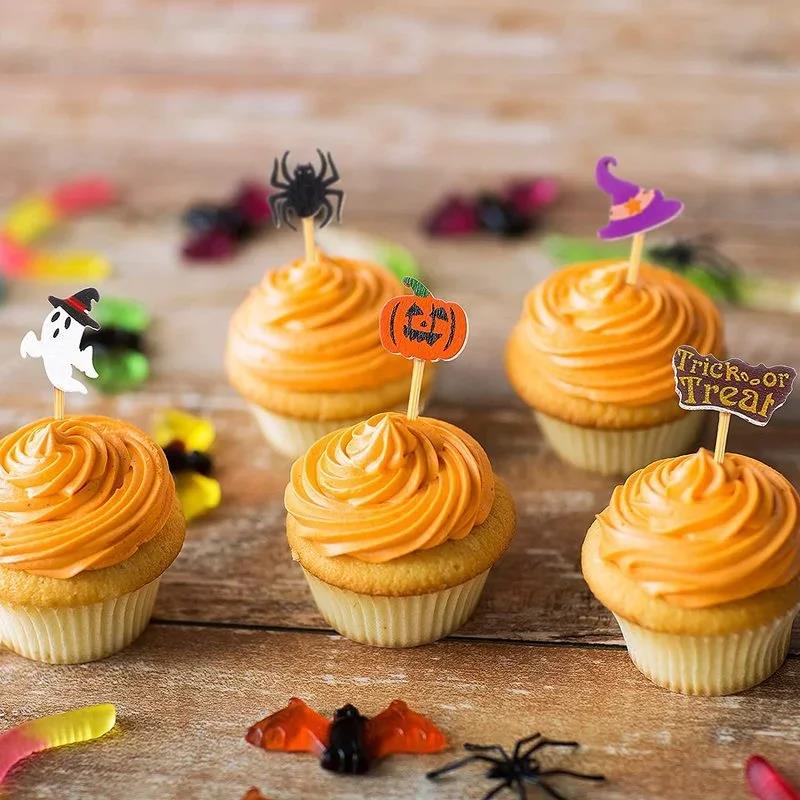 50Pcs Halloween Toothpicks Appetizers 4.7 Inch Bamboo Cocktail Picks for Cake Dessert Food Fruit Halloween Party Decorations 5