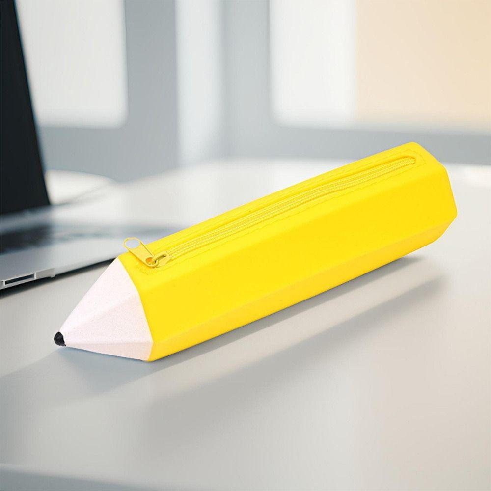 Pencil Shape Pen Bag Silicone Stationery Organizer Multi-functional Stationery Pouch  Gift