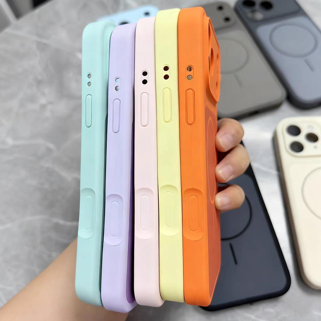 Official Liquid Silicone For Magsafe Dual Color Phone Case For iPhone 17 Pro Max Original Orange Shockproof Magnet Charge Cover