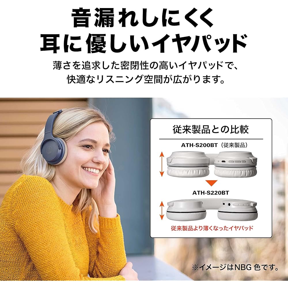 Audio-Technica ATH-S220BT WH Wireless Headphones, Bluetooth, Up to 60 Hours Playback, Fast Charging, Low Latency Mode, Multipoint Support, On-Ear Head