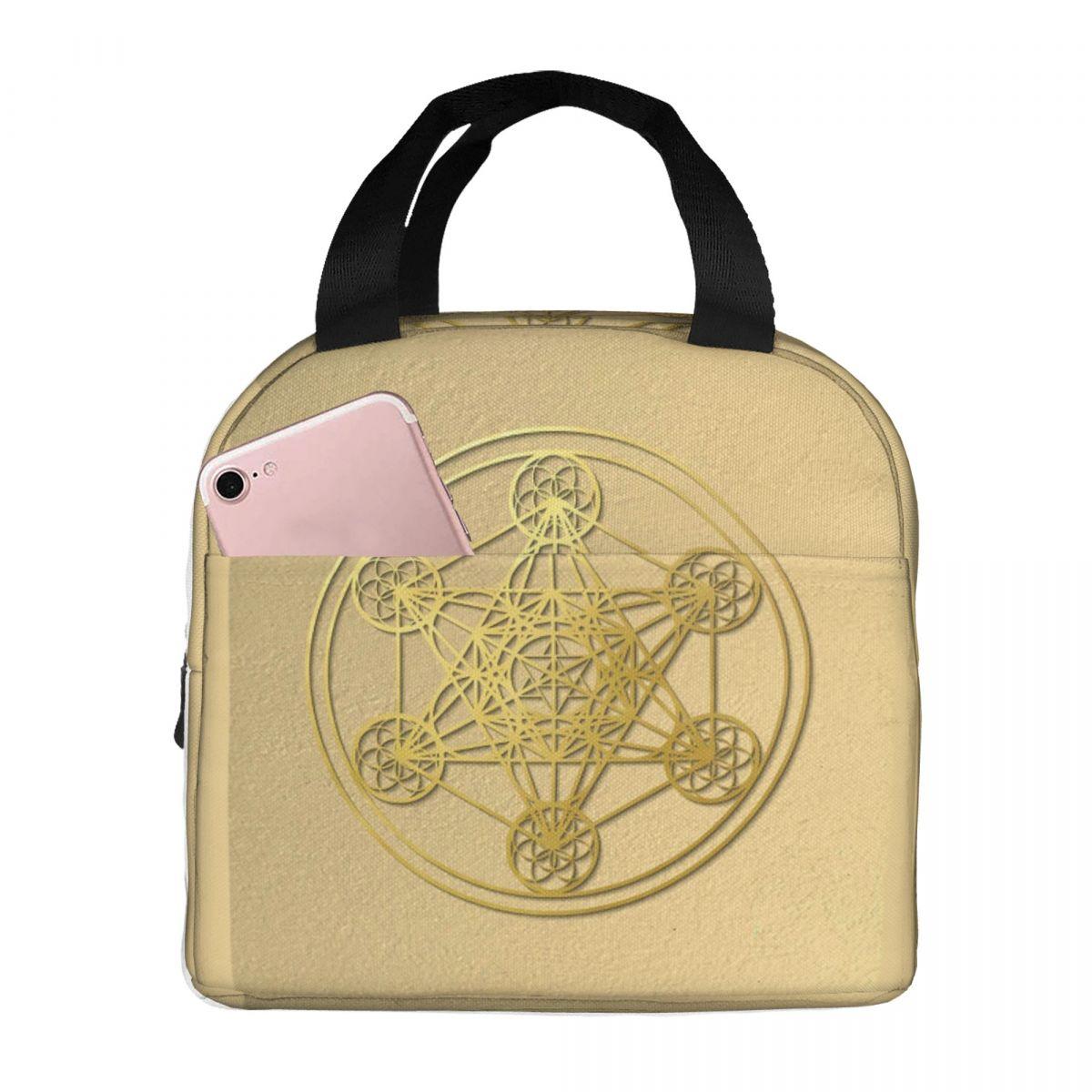 Metatron Cube Sacred Mandala Healing Amulet Insulated Lunch Bag for Women Office Cooler Thermal Food Box Tote Portable One Size