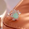 Gold Color Lace Match Geometric Mist Green Zircon Elegant Rings Women Luxury Jewelry