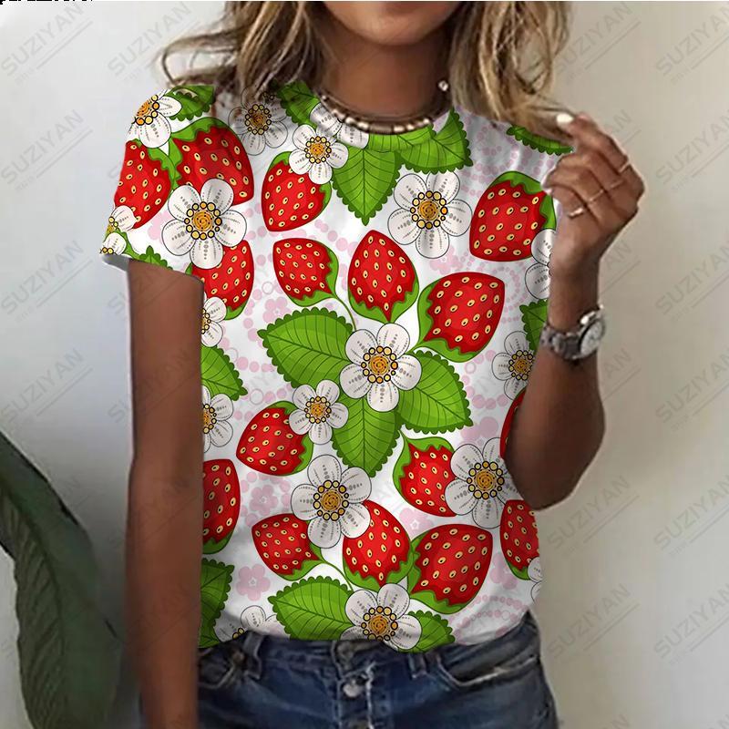 Tricou de damă Vară Nou Portocaliu Fructat Imprimat 3D Mânecă Scurtă Tricou Femei Pulovere cu Gât Rotund Casual Bărbați