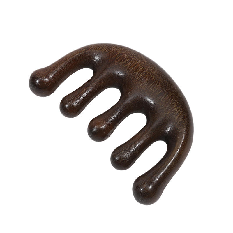 2025 New Massage Comb Head Massager Sandalwood Five Tooth Whale Scalp Scraping Body Tool