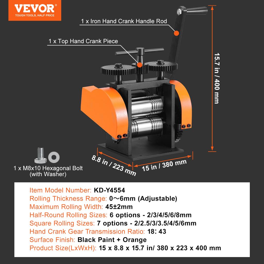 SucceBuy 45/57/75/76 Mm Jewelry Rolling Mill Machine 3in1 Multi-function Rolling Mill for Metal Jewelry Making Sheet Square Wire