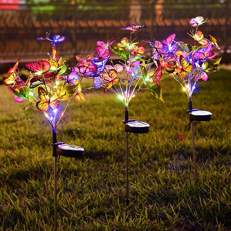 Simulation Butterfly Sunflower Outdoor Solar Light LED Lawn Lamp Home Garden Sunmmer Landscape Christmas Wedding Fairy Lights