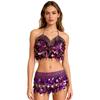 Professional Belly Dance Costume Set Sequins Bra and Hip Scarf for Stage Performances ractical Polyester Fabric Outfit