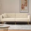 2 Seater Convertible Sofa, Adjustable Reclining Sofa Bed with Cushions and Side Storage Pockets - Lambswool - Beige