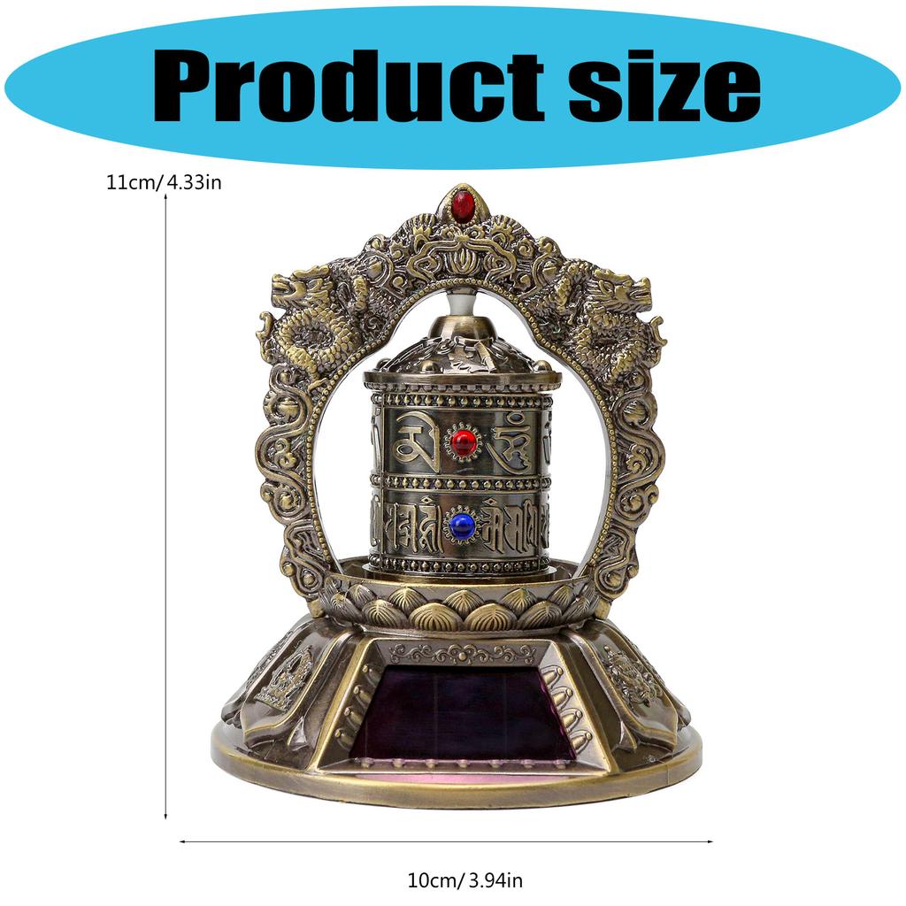 Solar Tibetan Prayer Wheel Solar Energy Buddhas Scriptures Prayer Wheel Autorotation Car Interior Dashboard Decorations
