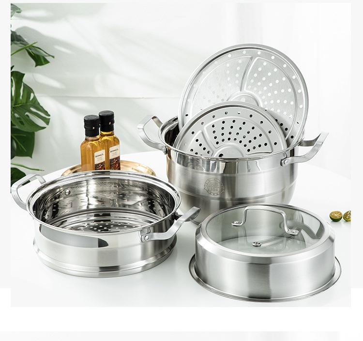 Nerezový parní hrnec s velkou kapacitou: Protiopaření, Vícevrstvý design pro vaření & dušení