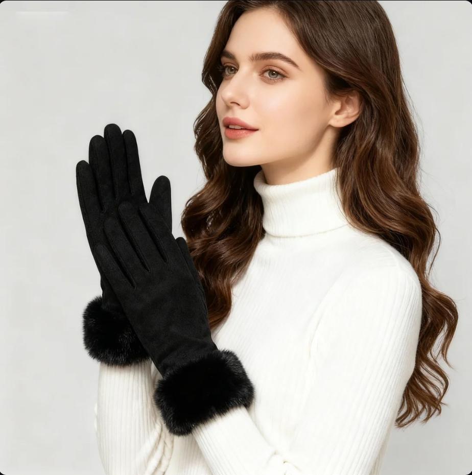 1pair Women Winter Thick Plush Gloves Fashion Warm Suede Outdoor Guantes Lady Touchscreen Driving Gloves Sports Cycling Mittens