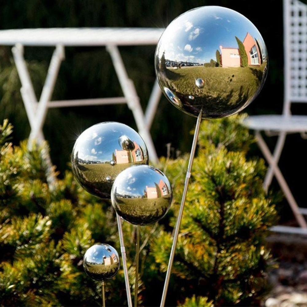 Stainless Steel Hollow Ball Large Mirror Polished Reflective Sphere Decorative Metal Orb Ornament