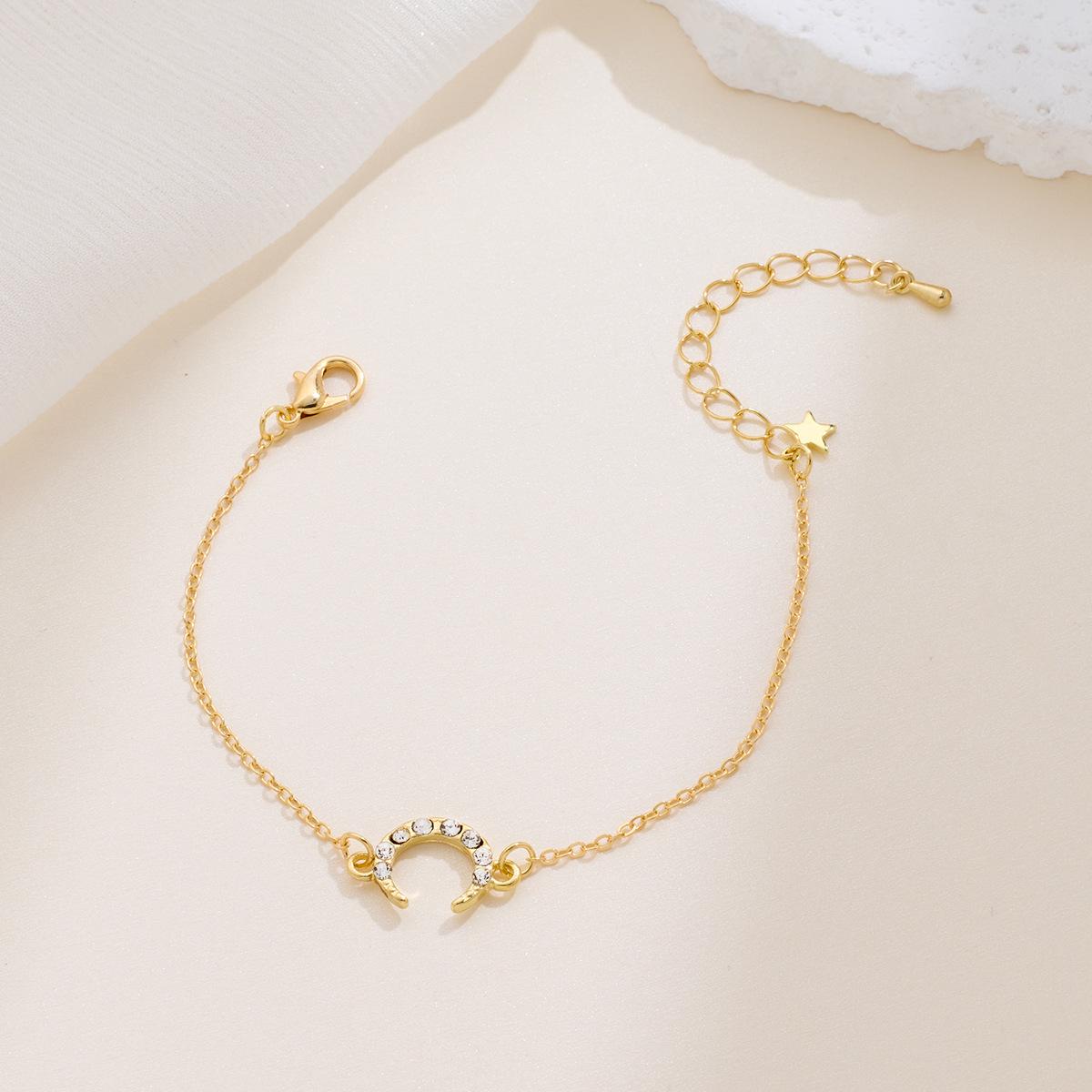 Браслет-подвеска  Звезда и Луна  со стразами - Роскошный, Универсальный, Ручная работа, Новая мода