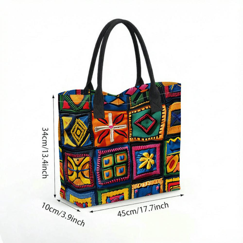  Bohemian Embroidered Tote Bag Large Capacity Casual Shoulder Bag for Daily Use
