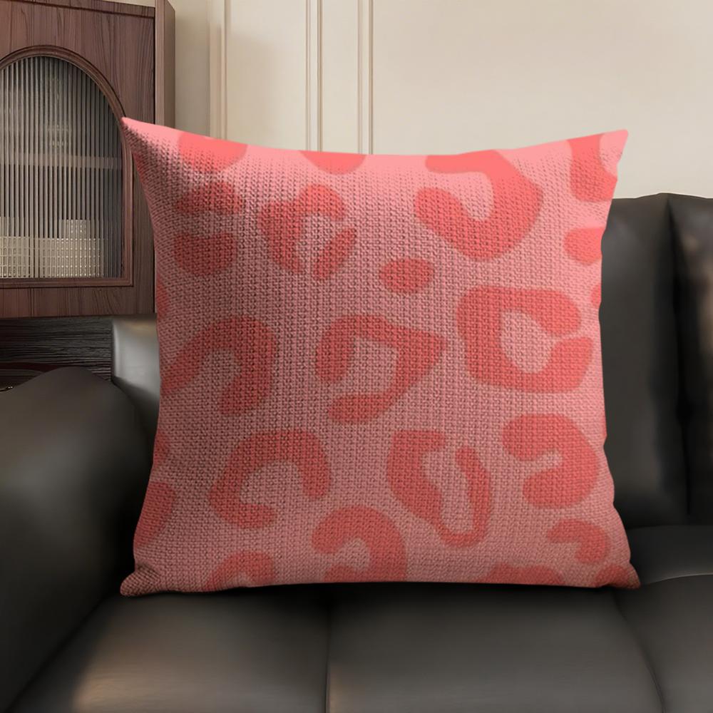 Leopard Print Cushion Cover Natural Linen Organic Fabric DoubleSided Printing Sofa Home Decor Breathable Environmentally