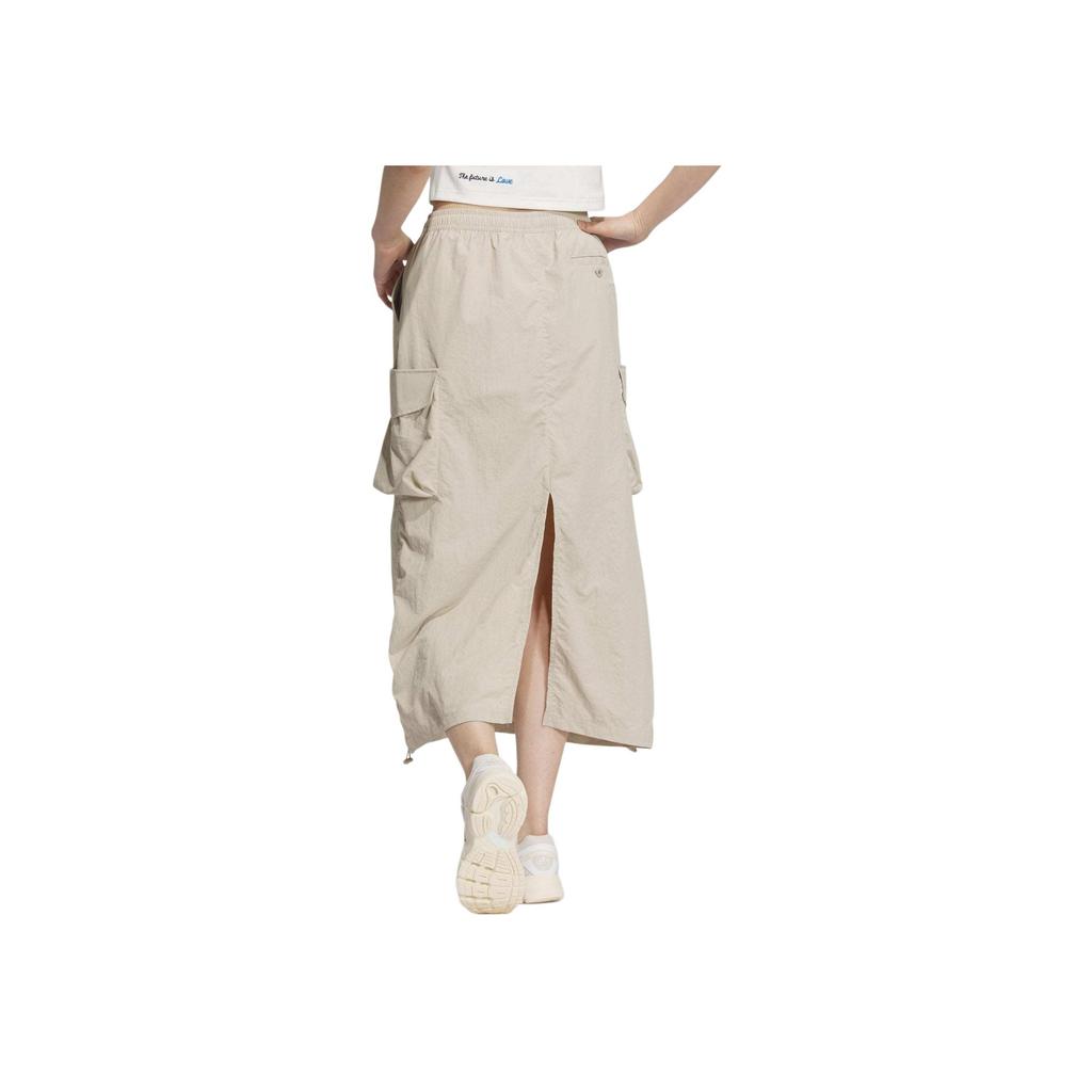 Adidas Originals Chinese V-Day Solid Color Lace-Up Mid-Rise Long Casual Skirt Women Skirts Light-Brown JM2714