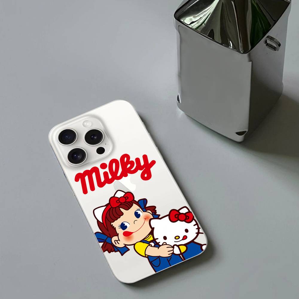 Fujiya Milky Peko Chan Phone Case For IPhone 17 16 15 11 14 12 13 16 Pro Max X XR XS Max Plus Clear Soft Cover