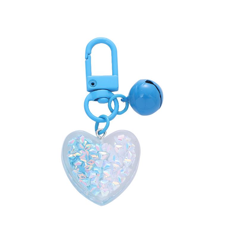 Heart-Shaped Bell Keychain Pendant - Peach Color Earphone Case Decoration