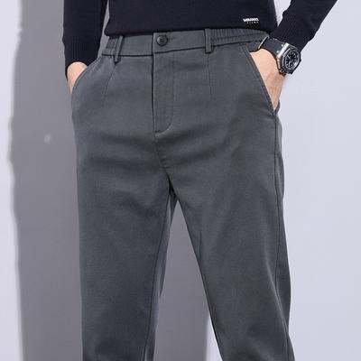 Pantalons décontractés Tencel pour hommes, printemps et automne 2024, pantalons de travail élastiques slim à jambe droite, pantalons pour hommes d'automne et d'hiver