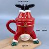 European and American Creative Reverse Buckle Hand-painted Ceramic Santa Claus Water Cup Relief Christmas Decoration Cup