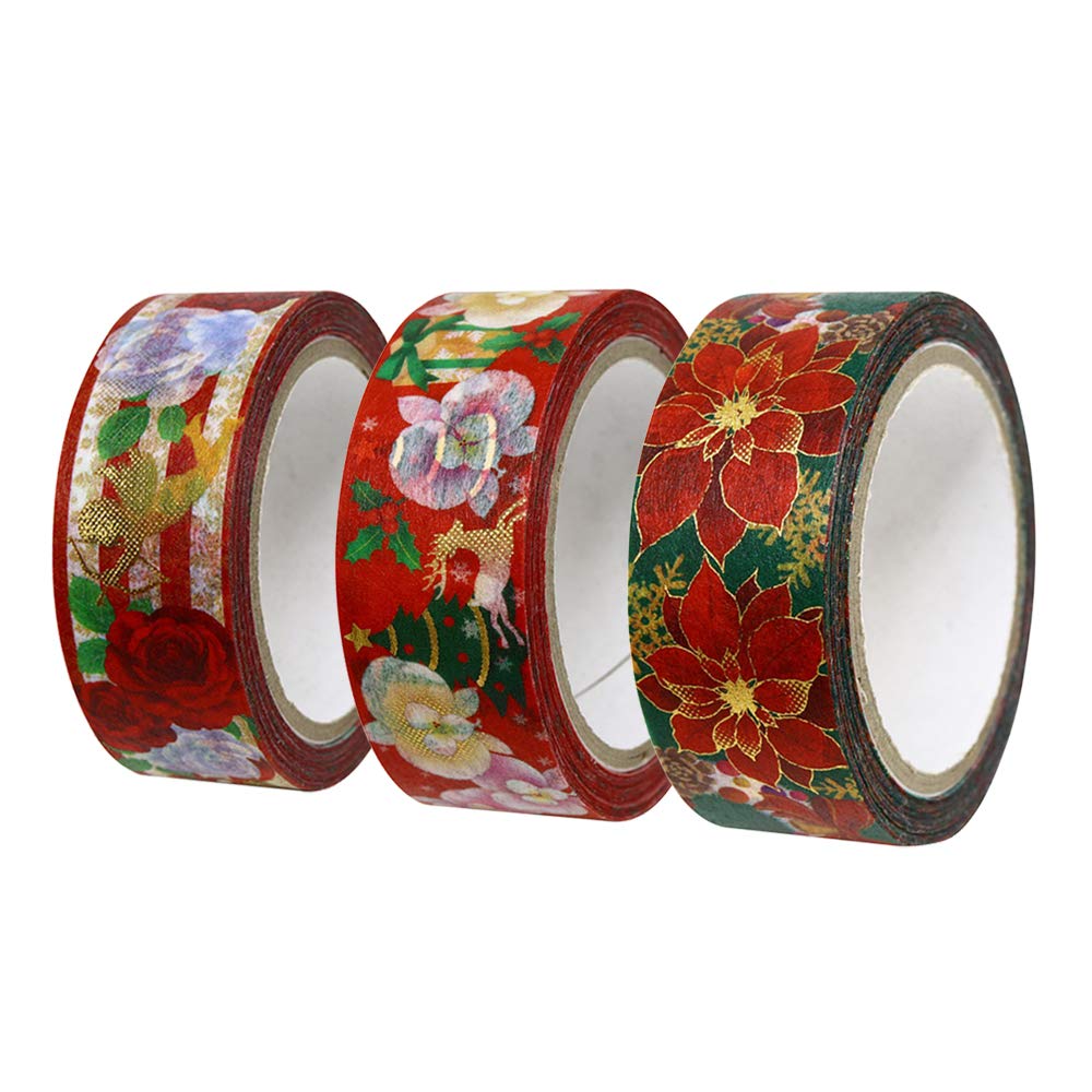 Kamiiso Japanese Washi Masking BiMONDE 15mm Set of 3 Tape, Christmas, Wide, 7m,