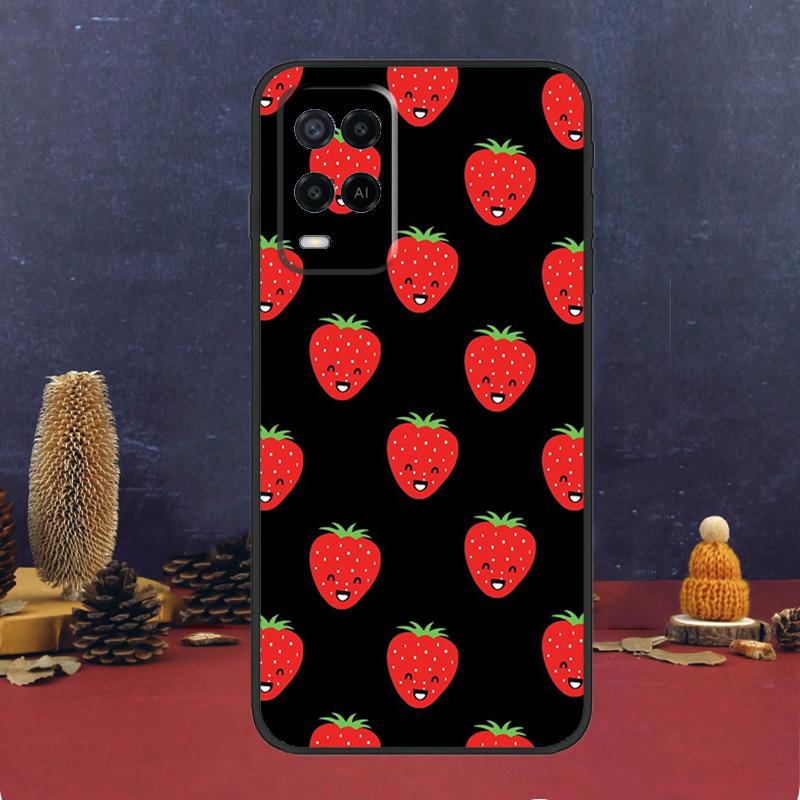 Cute Strawberry Case For Oppo A80 A60 A40 A78 A98 A58 A38 A18 A54 A74 A94 A96 A76 A16 A15 A17 A57 A5 A6 Pro