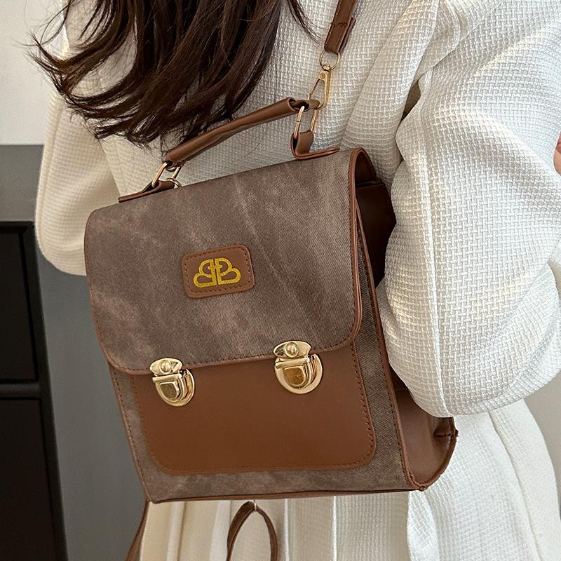 Retro Imitation Denim Pattern Backpack Bag Female Fashion Student Class Backpack Versatile Shoulder Messenger Bag