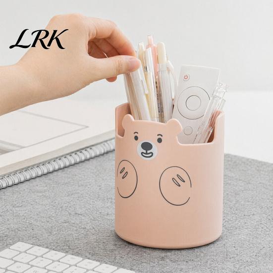 Cute Pen Organizer Bear 2-in-1 Holder & Phone Stand, Macaron Colors Desk Organizer, Large Surface Container Capacity Storage for Pens Makeup