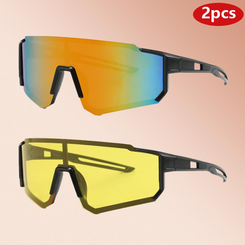 2 шт. Квадратные уличные солнцезащитные очки Женские Классика Большая оправа Фирменные Очки Простой стиль Интегрированные Солнцезащитные очки UV400 Унисекс