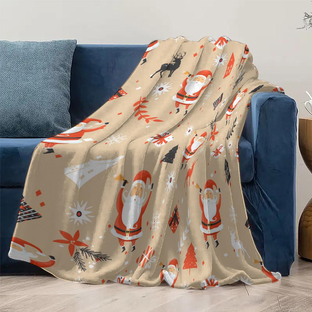 TU Cozy Christmas Throw Blanket Soft Reversible Holiday Flannel Blanket Festive Home Decor Gift Idea Farmhouse Style Throw