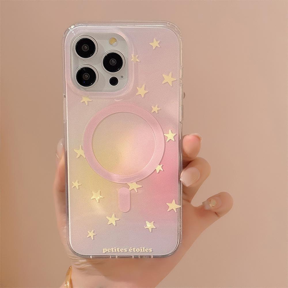 

Двухслойный магнитный держатель Imd на присоске 15pro Max градиентно-розовый медведь-звезда 16 подходит для 14 чехла для телефона Apple 13 12pro max(6.7)