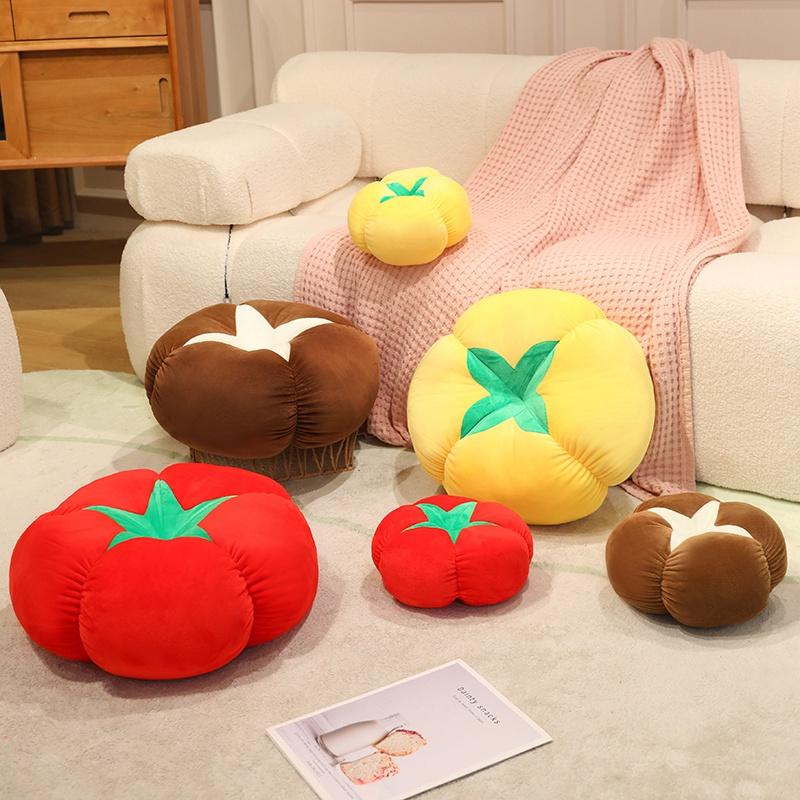 Simulated Veggie Fruit Stuffed Pillow Persimmon Shiitake Mushroom Tomato Plush Display Throw Pillow Suitable For Chamber Seat Surprise