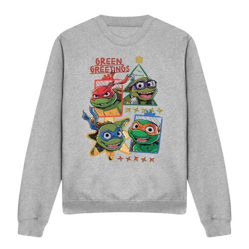 Teenage Mutant Ninja Turtles: Mutant Mayhem Unisex Adult Green Greetings Christmas Sweatshirt