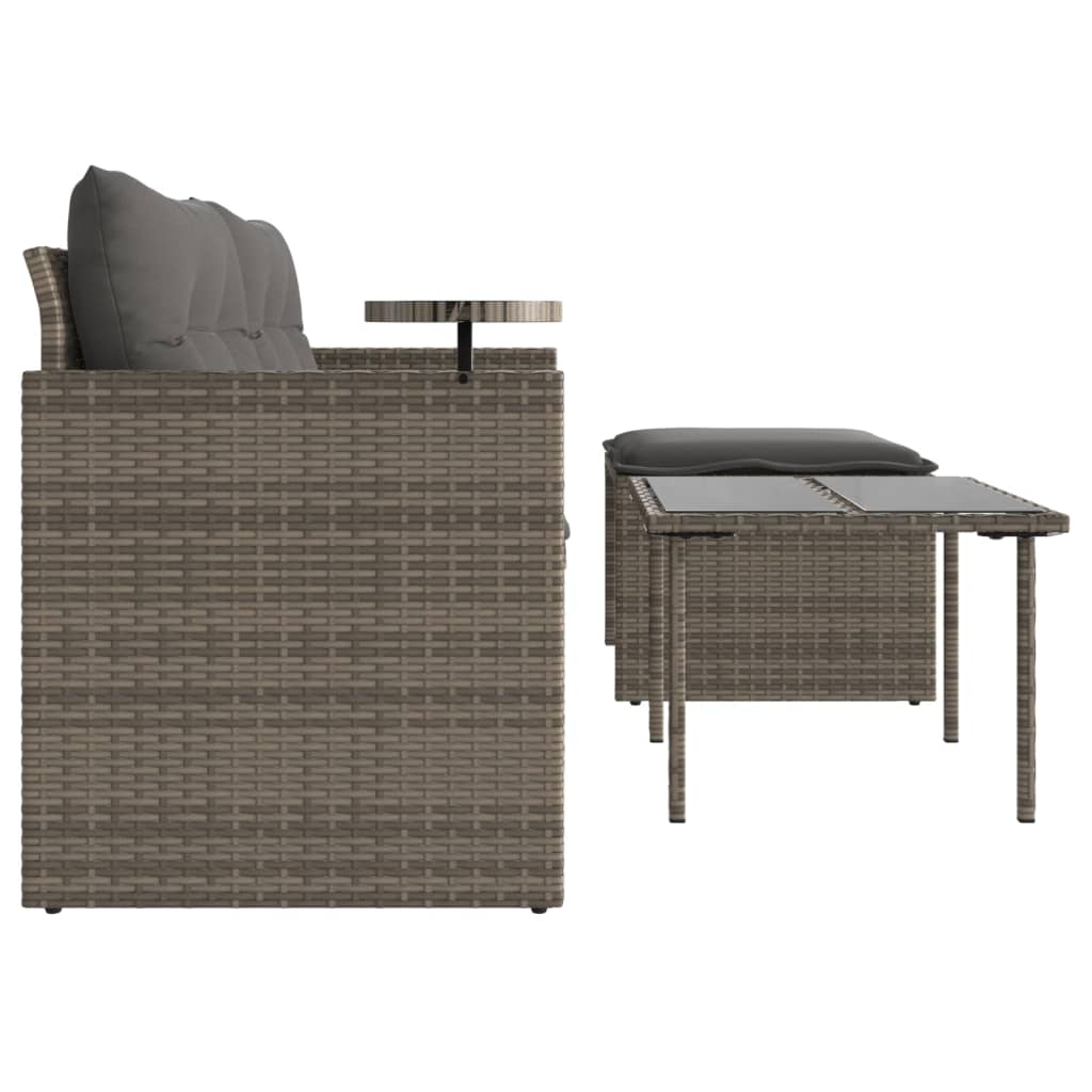 3 Piece Garden Sofa Set with Cushions Grey Poly Rattan