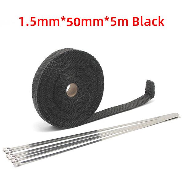 Motorcycle Exhaust Wrap Muffler Thermal Tape Heat Shield Insulation Systems with Stainless Ties 5cm*5M/10M Moto Accessories