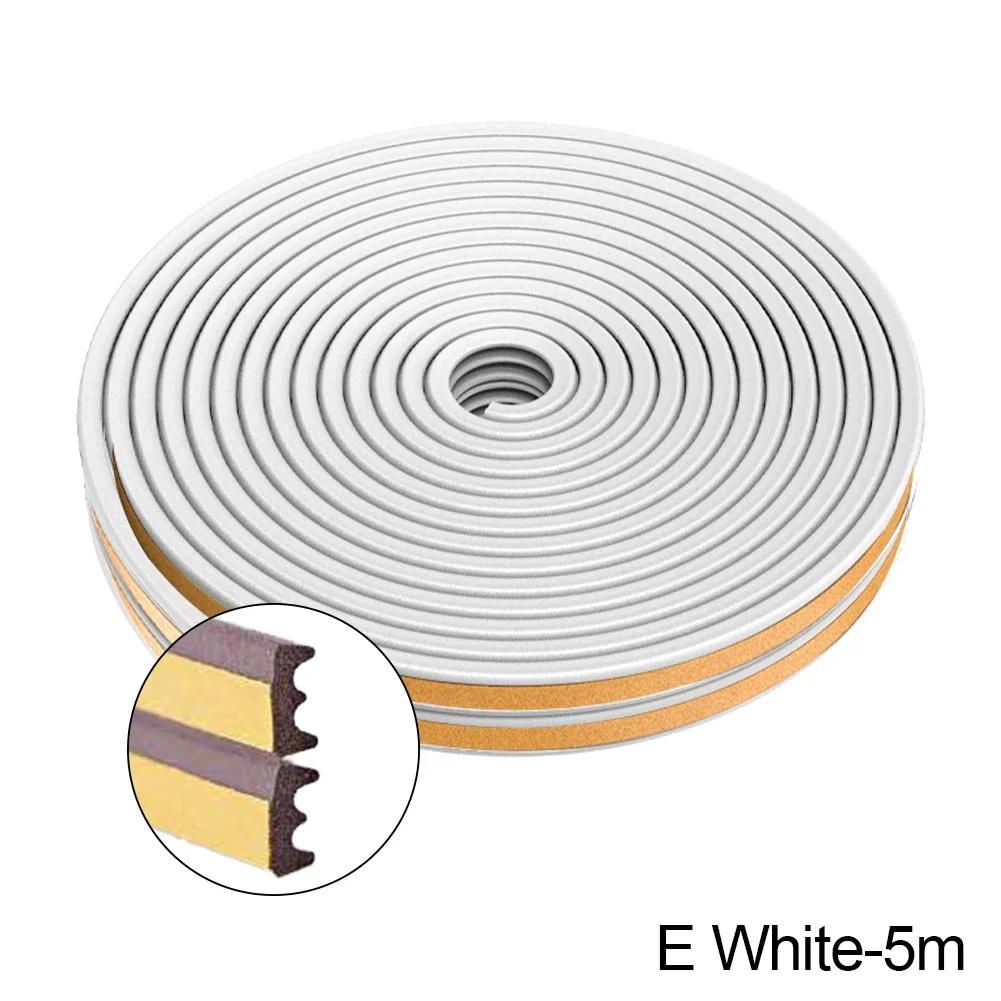 5m/10m Weather Stripping Door Seal Strip Diep Self-adhesive Draft Stopper Tape Window Insulation Noise Rubber Sealing Strip