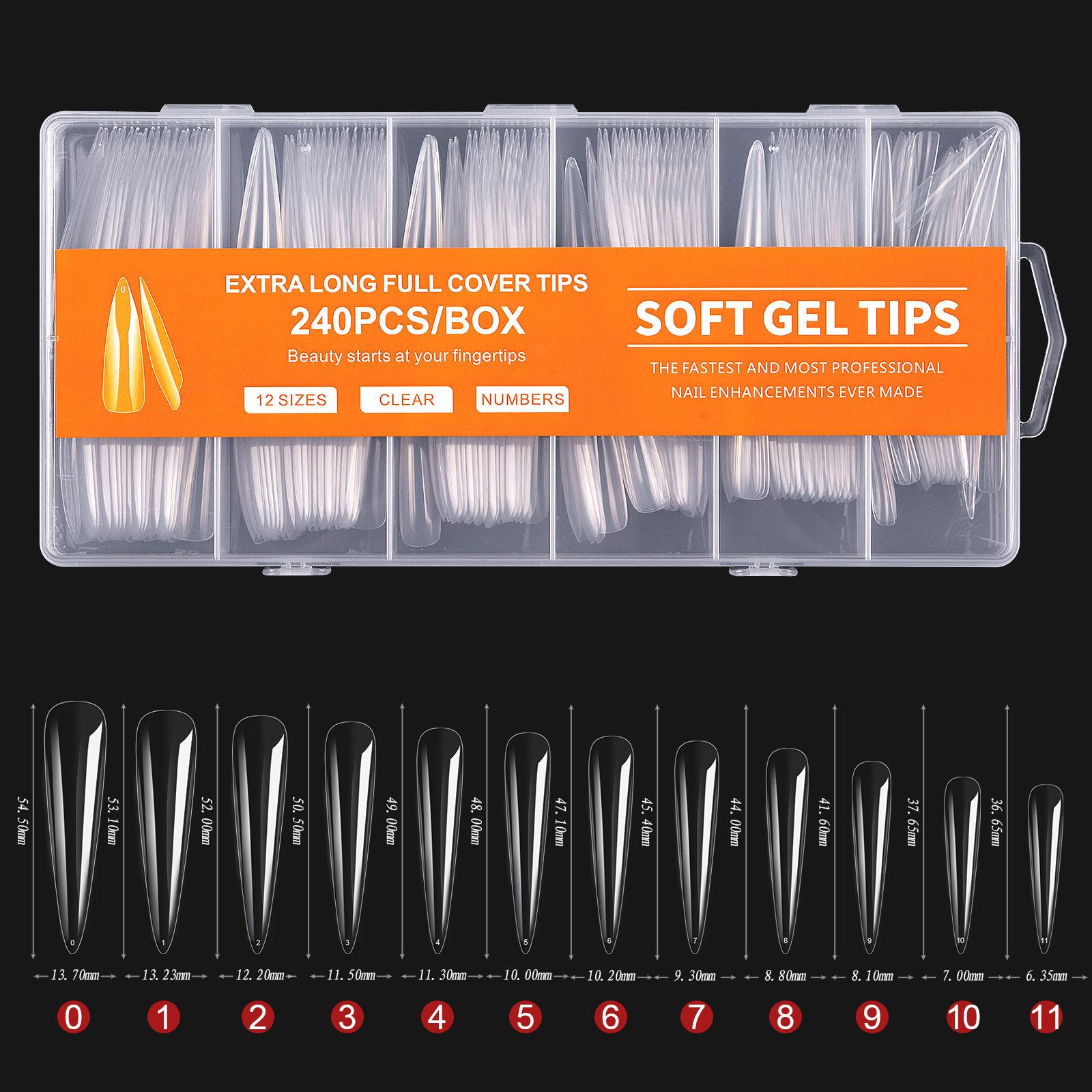 

240pcs XXL False Nails Super Long Ballerina Nails Press on Nail Full Cover Matte Gel Tips Nail Art American Capsule Fake Tips