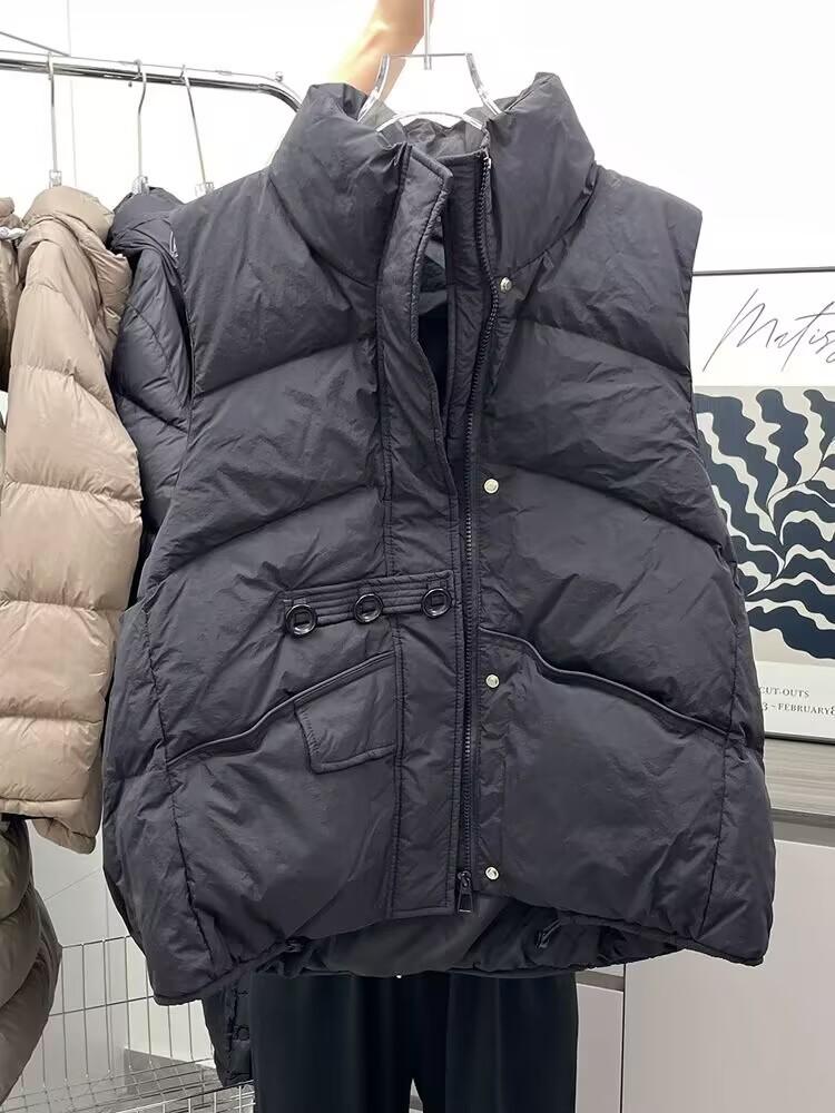 Autumn and winter new down jacket vest women wear vest stand-up collar popular vest vest vest white duck down jacket