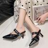 Fashion 2025Women Pumps New Trend Punk Goth Metal Buckle Heels Women Summer Pointed Toe Party Shoes Fashion Luxury