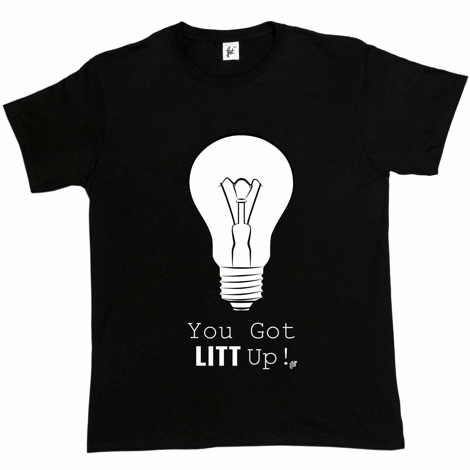 You Got Litt Up! Funny Comedy Light Bulb Parody Mens T-Shirt XS