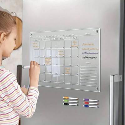 1pc Weekly Plan/Monthly Plan Acrylic Magnetic Planning Board, Note Board, Message Memo Display Erasable