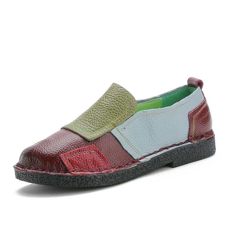 

Женская обувь на плоской подошве, кожаная, с цветовой блокировкой, повседневная женская обувь, большого размера, обувь Doudou 40 фиолетовый