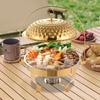 Bymaocar 8.5 QT Hot Pot Buffet, Stainless Steel Stove W/ Lid, Luxurious Circular Food Heater, Wedding Party Dinner Insulated Pot