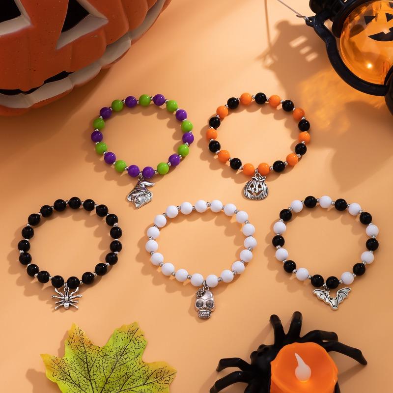 Halloween Pumpkin Bracelet Accessories Women's New Grimace Skull Bat Pendant Bracelet Accessories