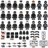 24 Building Block Minifigures Black Swat Special Forces Riot Military Scene Boy Toy Pyp